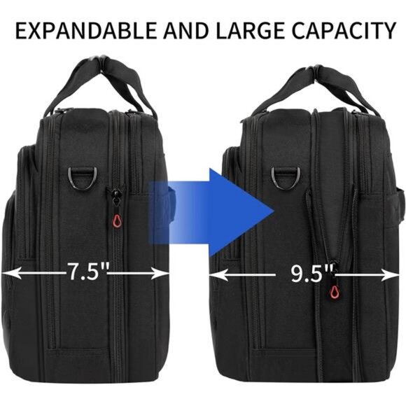 Laptop Bag 17.3 Inch Premium Laptop Briefcase, Expandable Water Repellant Bag - Picture 2 of 7